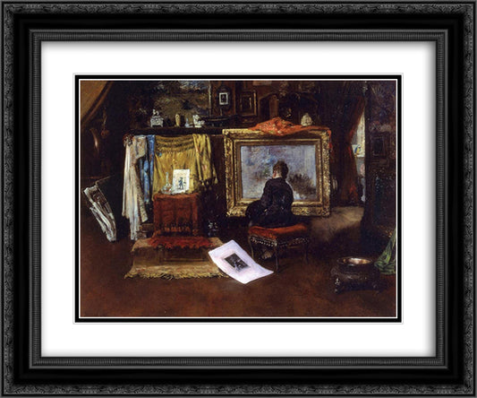 The Inner Studio, Tenth Street 24x20 Black Ornate Wood Framed Art Print Poster with Double Matting by Chase, William Merritt