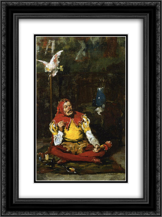 The King's Jester 18x24 Black Ornate Wood Framed Art Print Poster with Double Matting by Chase, William Merritt