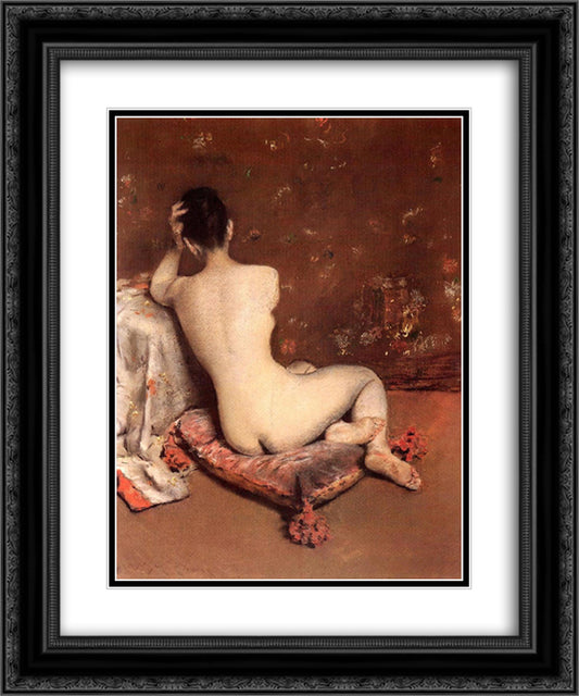 The Model 20x24 Black Ornate Wood Framed Art Print Poster with Double Matting by Chase, William Merritt