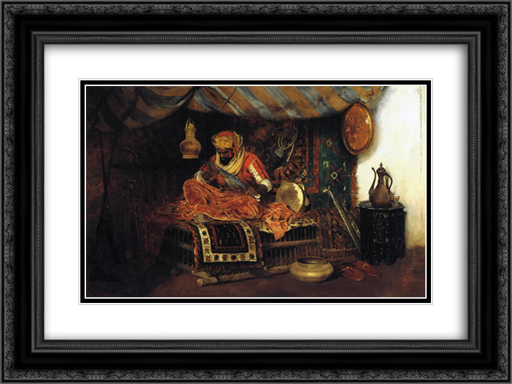 The Moorish Warrior 24x18 Black Ornate Wood Framed Art Print Poster with Double Matting by Chase, William Merritt