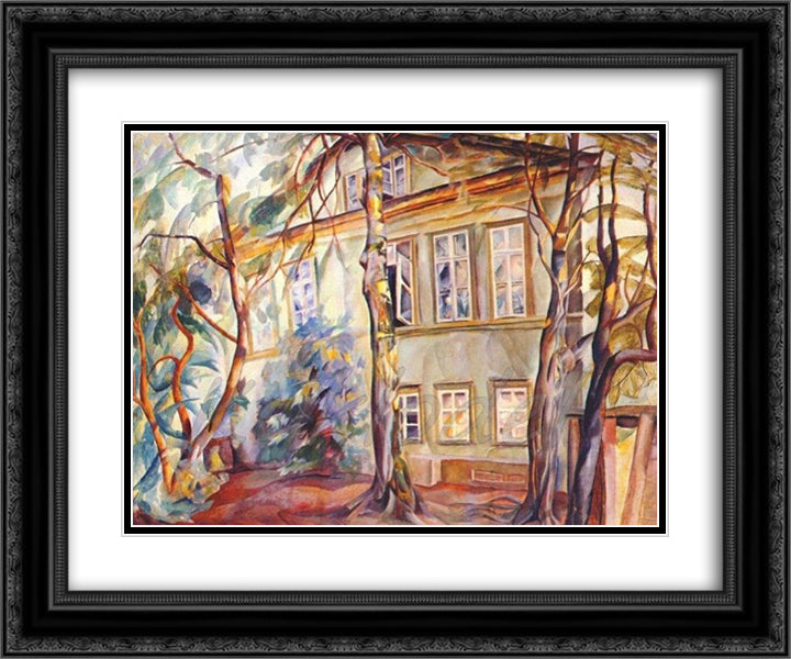 House under the trees 24x20 Black Ornate Wood Framed Art Print Poster with Double Matting by Grigoriev, Boris