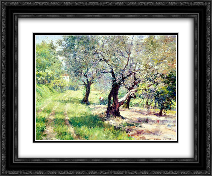 The Olive Grove 24x20 Black Ornate Wood Framed Art Print Poster with Double Matting by Chase, William Merritt