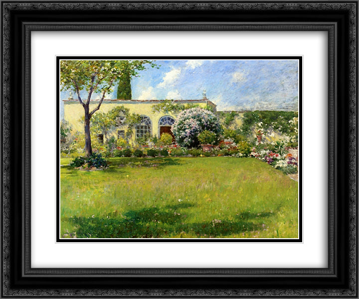 The Orangerie 24x20 Black Ornate Wood Framed Art Print Poster with Double Matting by Chase, William Merritt