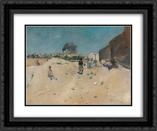 The Outskirts of Madrid 24x20 Black Ornate Wood Framed Art Print Poster with Double Matting by Chase, William Merritt