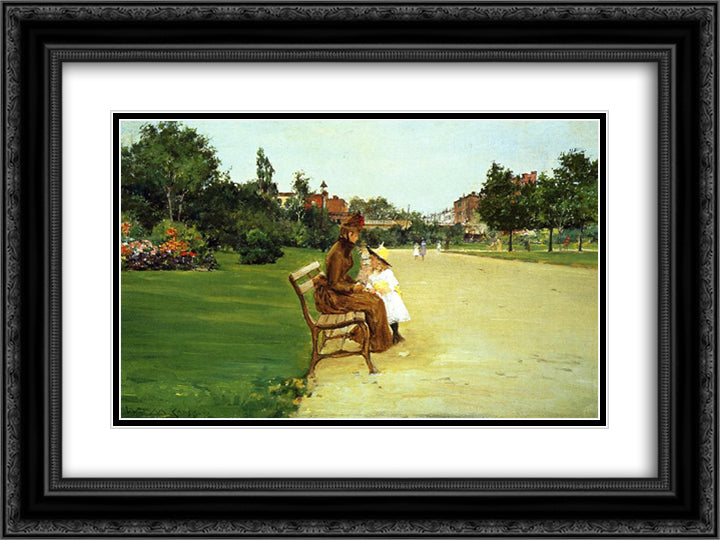 The Park 24x18 Black Ornate Wood Framed Art Print Poster with Double Matting by Chase, William Merritt