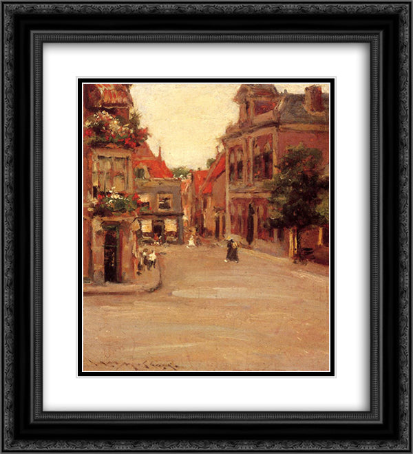 The Red Roofs of Haarlem, aka A Street in Holland 20x22 Black Ornate Wood Framed Art Print Poster with Double Matting by Chase, William Merritt