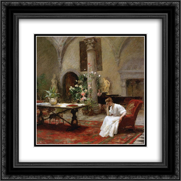 The Song 20x20 Black Ornate Wood Framed Art Print Poster with Double Matting by Chase, William Merritt