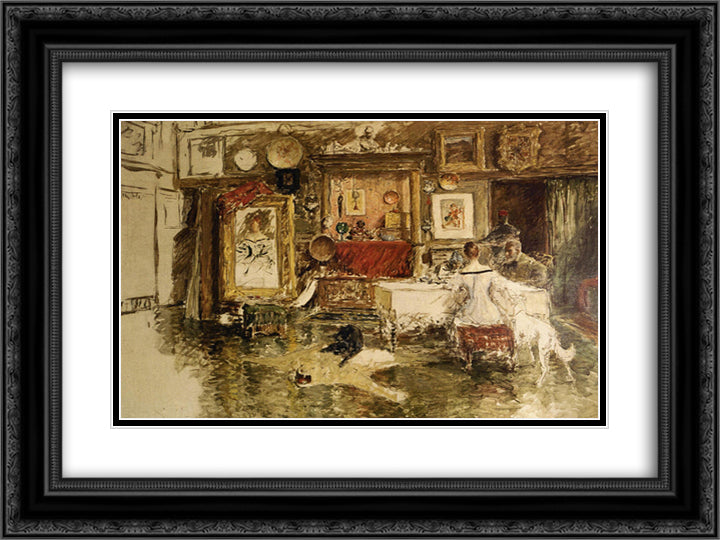 The Tenth Street Studio 24x18 Black Ornate Wood Framed Art Print Poster with Double Matting by Chase, William Merritt