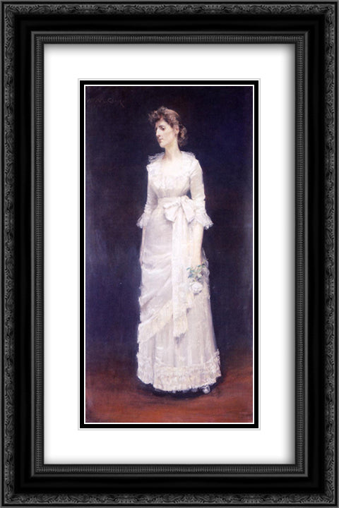 The White Rose, aka Miss Jessup 16x24 Black Ornate Wood Framed Art Print Poster with Double Matting by Chase, William Merritt