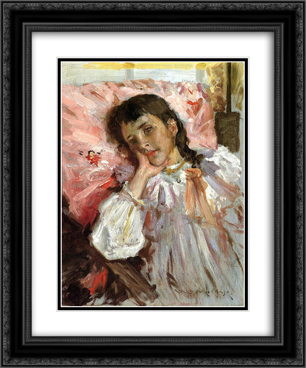 Tired, aka Portrait of the Artist's Daughter 20x24 Black Ornate Wood Framed Art Print Poster with Double Matting by Chase, William Merritt