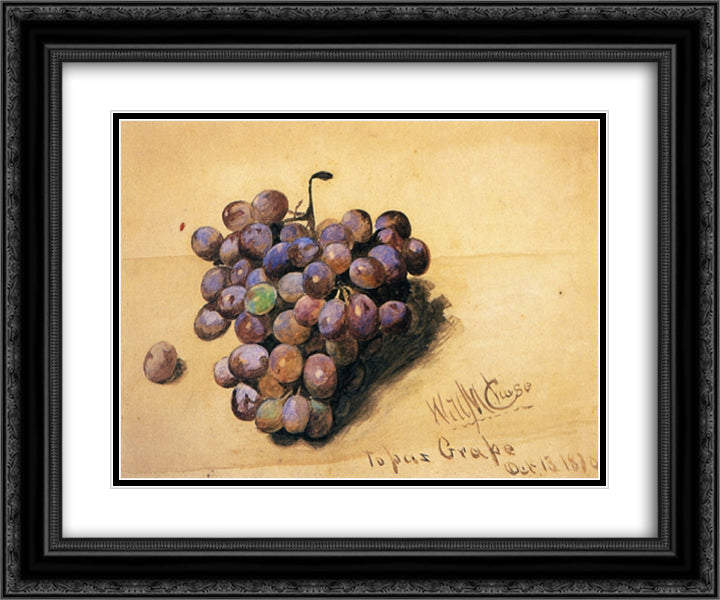 Topaz Grapes 24x20 Black Ornate Wood Framed Art Print Poster with Double Matting by Chase, William Merritt