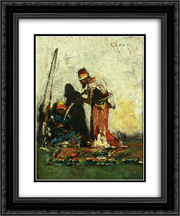 Two Arabs 20x24 Black Ornate Wood Framed Art Print Poster with Double Matting by Chase, William Merritt