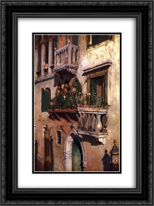 Venice 18x24 Black Ornate Wood Framed Art Print Poster with Double Matting by Chase, William Merritt