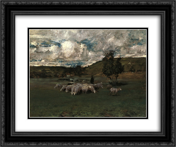 View near Polling 24x20 Black Ornate Wood Framed Art Print Poster with Double Matting by Chase, William Merritt