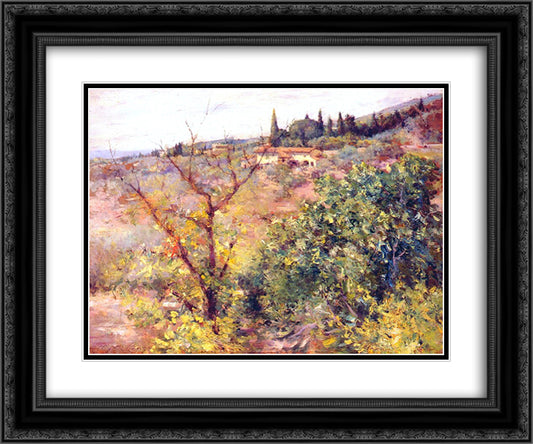 View of Fiesole 24x20 Black Ornate Wood Framed Art Print Poster with Double Matting by Chase, William Merritt