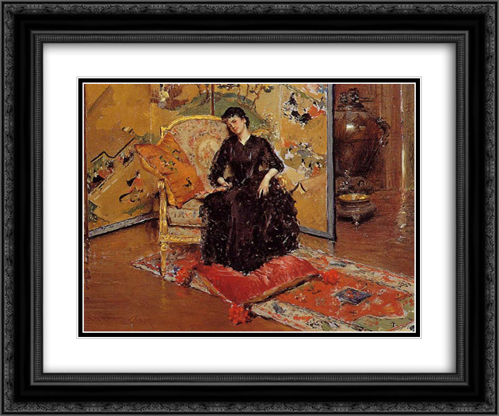 Weary, aka Who Rang 24x20 Black Ornate Wood Framed Art Print Poster with Double Matting by Chase, William Merritt