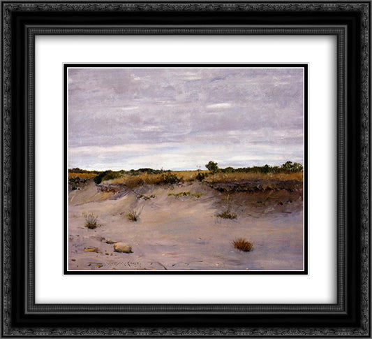 Wind Swept Sands, Shinnecock, Long Island 22x20 Black Ornate Wood Framed Art Print Poster with Double Matting by Chase, William Merritt