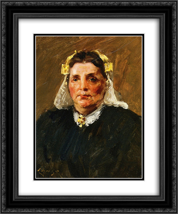 Woman of Holland 20x24 Black Ornate Wood Framed Art Print Poster with Double Matting by Chase, William Merritt