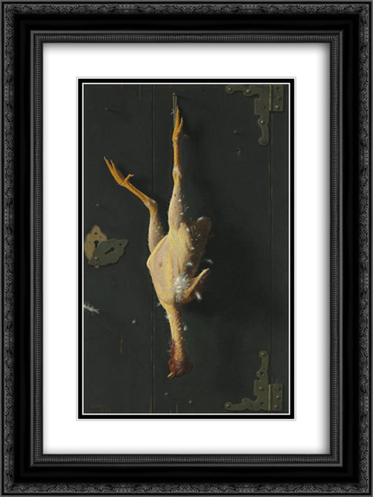 For Sunday's Dinner 18x24 Black Ornate Wood Framed Art Print Poster with Double Matting by Harnett, William Michael