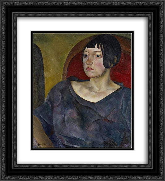 Portrait Of A Woman 20x22 Black Ornate Wood Framed Art Print Poster with Double Matting by Grigoriev, Boris