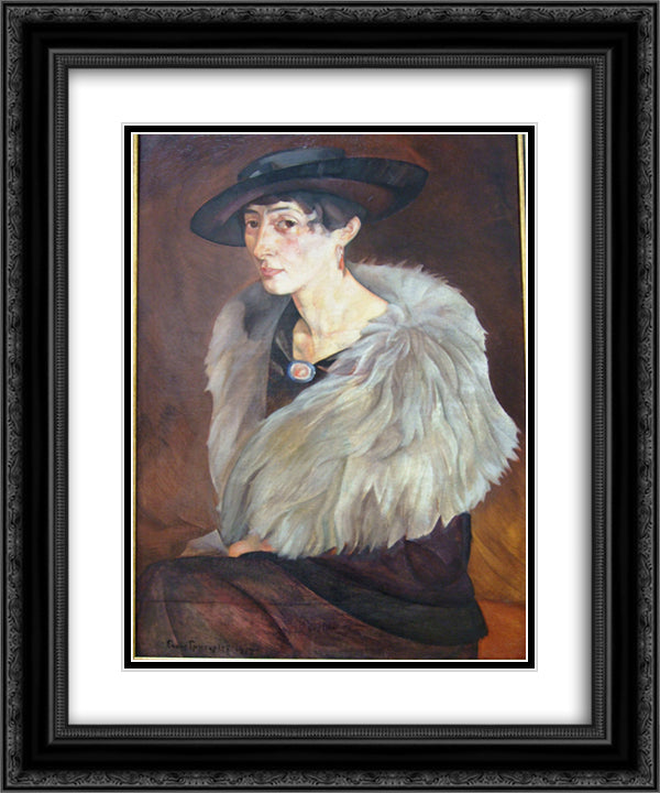 Portrait of Anna Grilikhes 20x24 Black Ornate Wood Framed Art Print Poster with Double Matting by Grigoriev, Boris