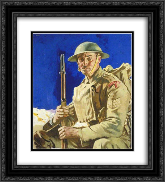 A Grenadier Guardsman 1917 20x22 Black Ornate Wood Framed Art Print Poster with Double Matting by Orpen, William