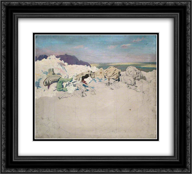 Beaumont Hamel 1920 22x20 Black Ornate Wood Framed Art Print Poster with Double Matting by Orpen, William