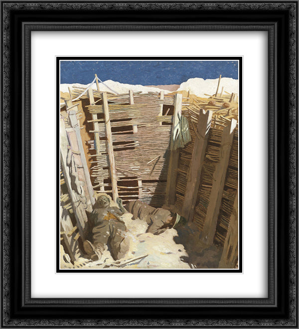 Dead Germans in a Trench 1918 20x22 Black Ornate Wood Framed Art Print Poster with Double Matting by Orpen, William