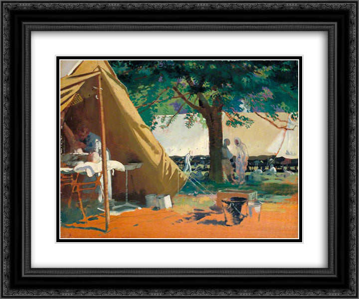 German Sick- Captured at Messines, in a Canadian Hospital 1917 24x20 Black Ornate Wood Framed Art Print Poster with Double Matting by Orpen, William
