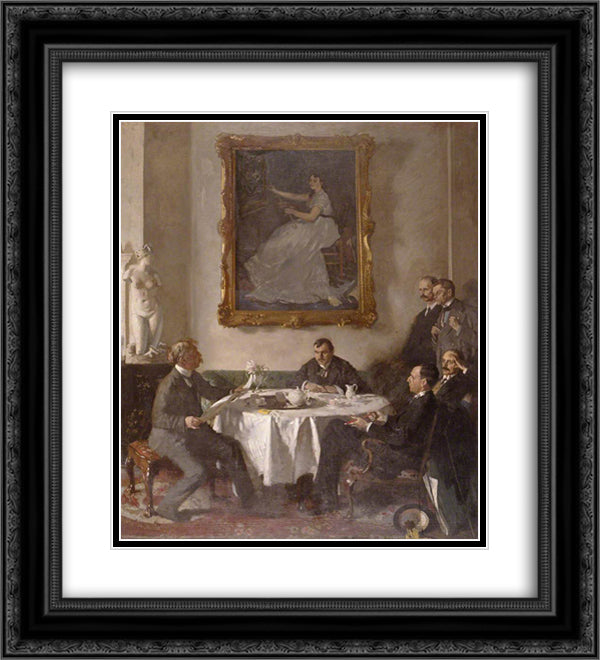 Homage to Manet 1909 20x22 Black Ornate Wood Framed Art Print Poster with Double Matting by Orpen, William