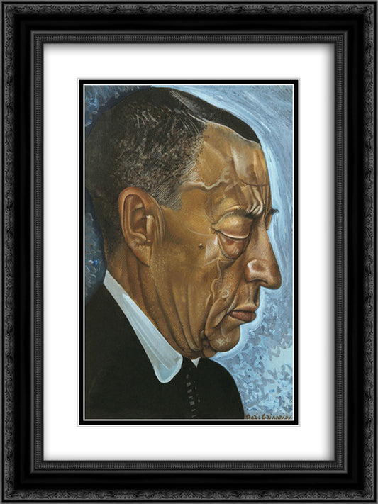 Portrait of Sergei Rachmaninoff 18x24 Black Ornate Wood Framed Art Print Poster with Double Matting by Grigoriev, Boris