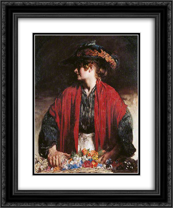 Lottie of Paradise Walk 1905 20x24 Black Ornate Wood Framed Art Print Poster with Double Matting by Orpen, William