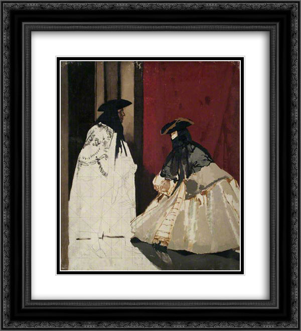 Masked Figures 20x22 Black Ornate Wood Framed Art Print Poster with Double Matting by Orpen, William