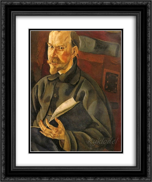 Portrait of the Artist B.M. Kustodiev 20x24 Black Ornate Wood Framed Art Print Poster with Double Matting by Grigoriev, Boris