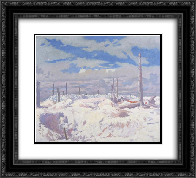 Schwaben Redoubt 1917 22x20 Black Ornate Wood Framed Art Print Poster with Double Matting by Orpen, William