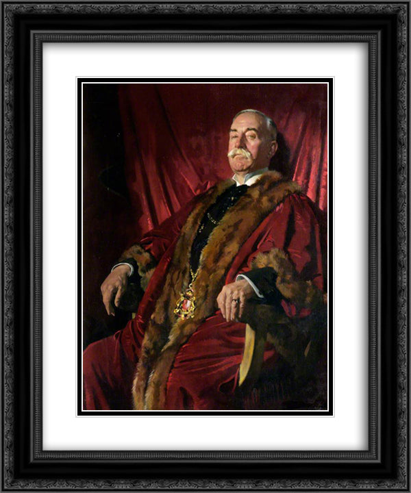 Sir William Meff, Lord Provost of Aberdeen 1925 20x24 Black Ornate Wood Framed Art Print Poster with Double Matting by Orpen, William