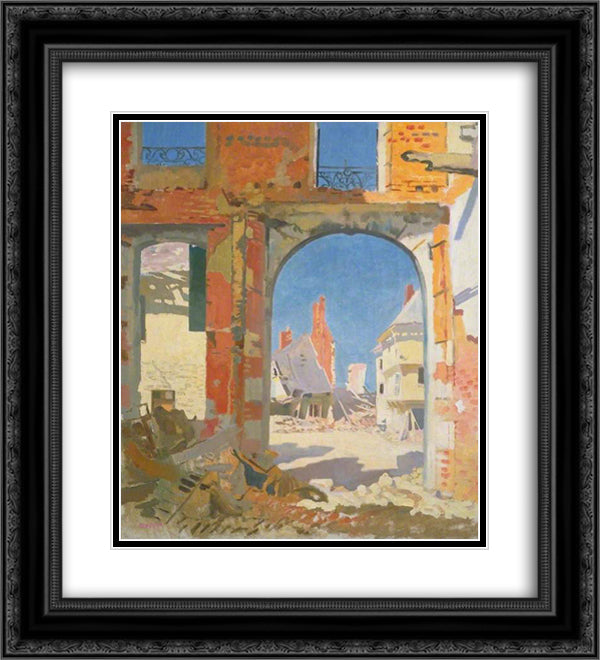 The Girls' College, Peronne 1917 20x22 Black Ornate Wood Framed Art Print Poster with Double Matting by Orpen, William