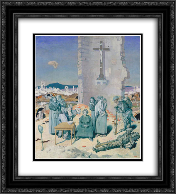 The Mad Woman of Douai 1918 20x22 Black Ornate Wood Framed Art Print Poster with Double Matting by Orpen, William