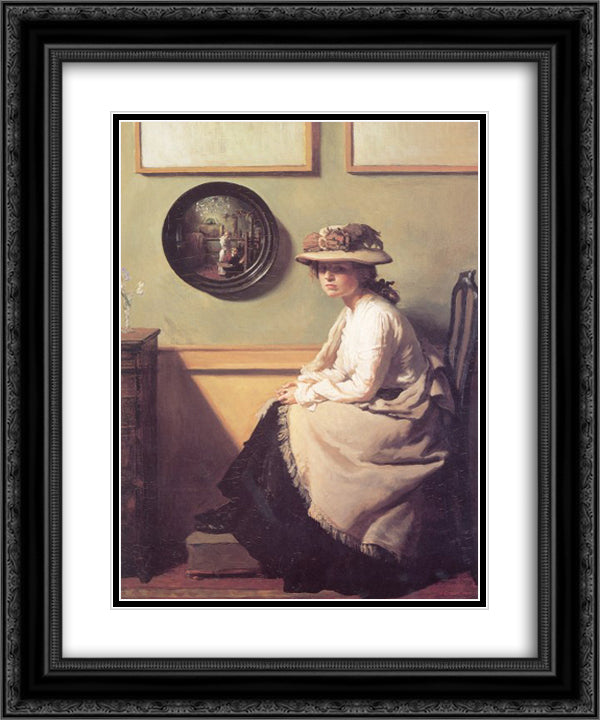 The Mirror 1900 20x24 Black Ornate Wood Framed Art Print Poster with Double Matting by Orpen, William