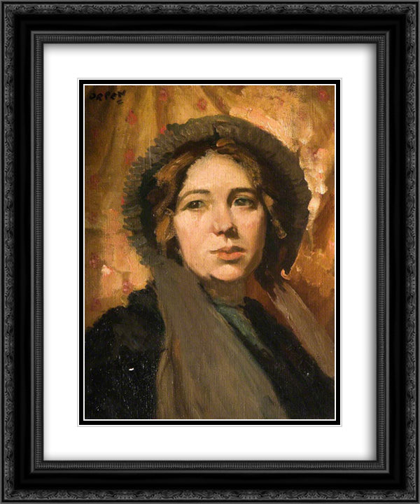 The New Bonnet 20x24 Black Ornate Wood Framed Art Print Poster with Double Matting by Orpen, William