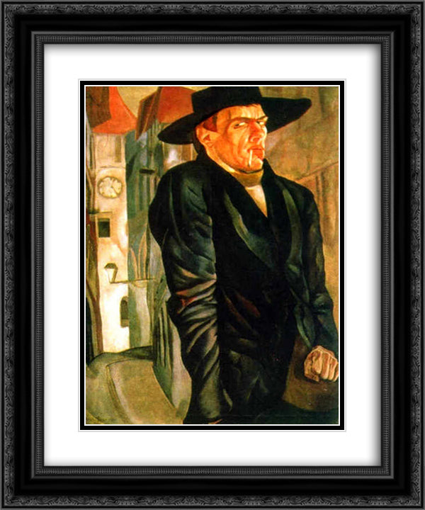 Self-Portrait 20x24 Black Ornate Wood Framed Art Print Poster with Double Matting by Grigoriev, Boris