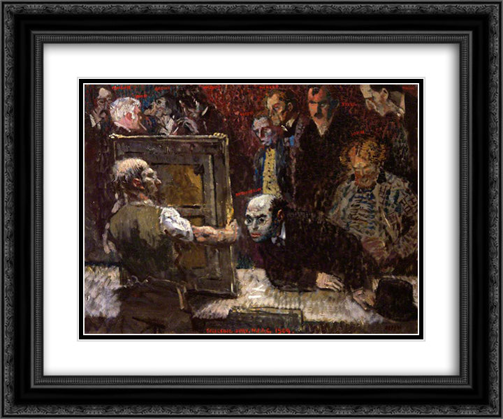 The Selecting Jury of the New English Art Club, 1909 24x20 Black Ornate Wood Framed Art Print Poster with Double Matting by Orpen, William