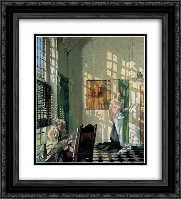 The Studio 1910 20x22 Black Ornate Wood Framed Art Print Poster with Double Matting by Orpen, William