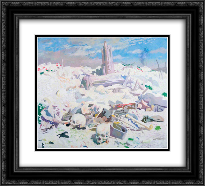 Thiepval 1917 22x20 Black Ornate Wood Framed Art Print Poster with Double Matting by Orpen, William