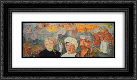 The People's Land 24x14 Black Ornate Wood Framed Art Print Poster with Double Matting by Grigoriev, Boris