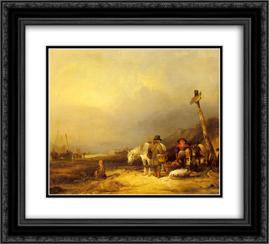 On The South Coast 22x20 Black Ornate Wood Framed Art Print Poster with Double Matting by Shayer, William