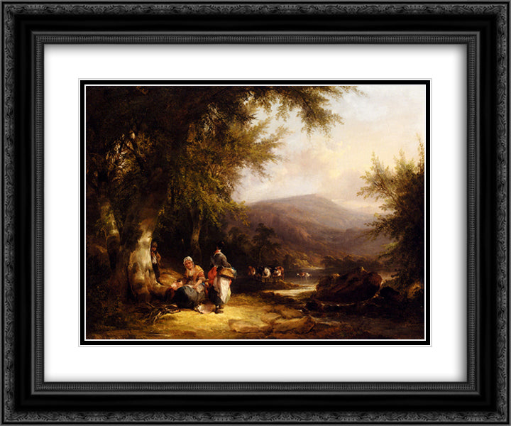 The End Of The Day 24x20 Black Ornate Wood Framed Art Print Poster with Double Matting by Shayer, William