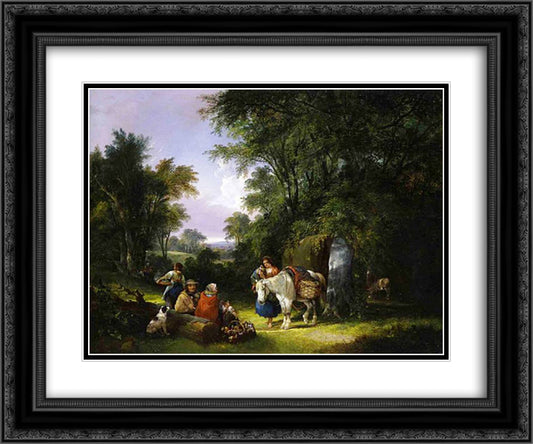 The Midday Rest 24x20 Black Ornate Wood Framed Art Print Poster with Double Matting by Shayer, William