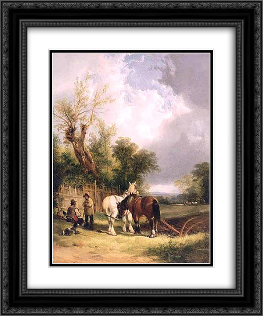 The Ploughman's Rest 20x24 Black Ornate Wood Framed Art Print Poster with Double Matting by Shayer, William