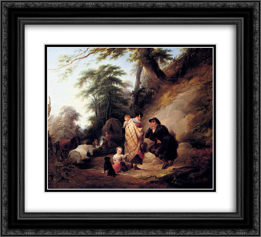 Travelers Resting 22x20 Black Ornate Wood Framed Art Print Poster with Double Matting by Shayer, William